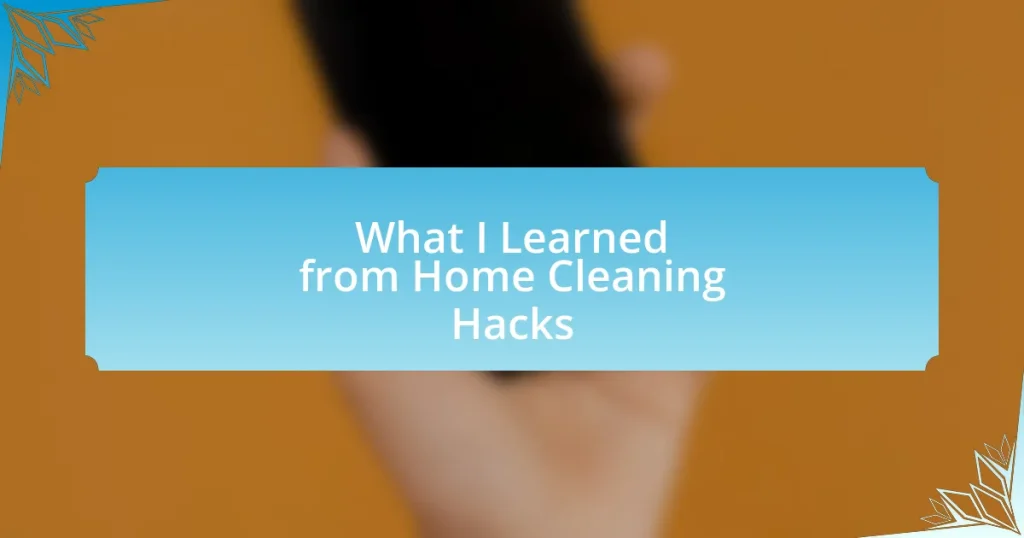 What I Learned from Home Cleaning Hacks