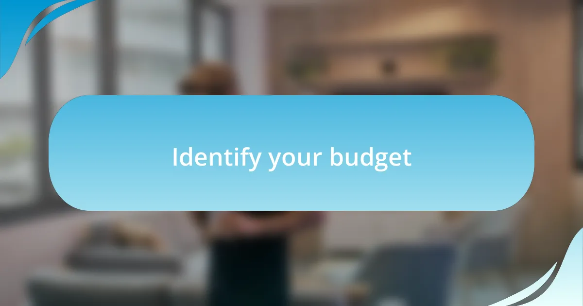 Identify your budget